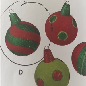 Raz Christmas Flocked Ball Ornament red green